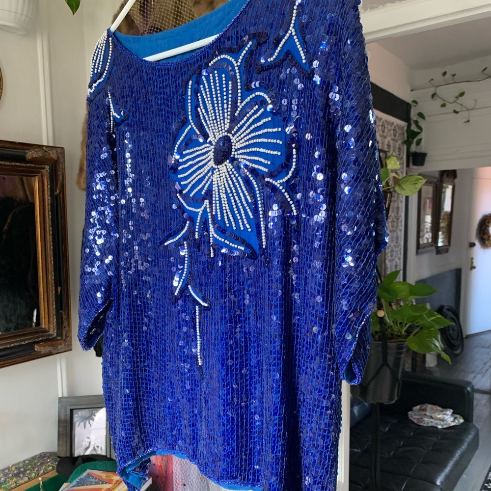 Vintage silk sequined top